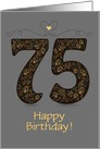 75th Birthday Card. Floral Artistic Number. Custom text front card