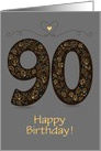 90th Birthday Card. Floral Artistic Number. Custom text front card