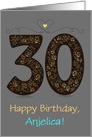 30th Birthday Card. Floral Artistic Number. Custom text and name front card