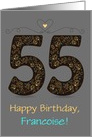 55th Birthday Card. Floral Artistic Number. Custom text and name front card