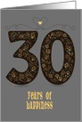 Thirty Years of Happiness. Wedding Anniversary. Custom text card