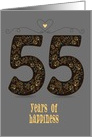 Fifty Five Years of Happiness. Wedding Anniversary. Custom text card