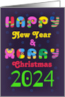 Retro Festive Wishes: A Merry Christmas & Happy New Year Greeting 2024 card