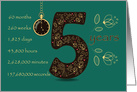 5th Golden Birthday Card. Floral Number 5. Time counting card