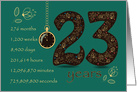 23rd Golden Birthday Card. Floral Number 23. Time counting card