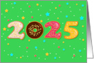 Sweet Number 2024 colorful donuts. New Year card