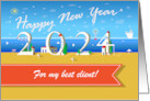 Flying Towards New Horizons: Vibrant Happy New Year Greeting for 2024 card
