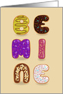 Be Mine. Colorful donuts as letters. Blank Any Occasion. Romantic card