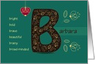 Birthday card for Custom Name. Artistic Letter B and Gold Flowers card