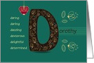 Any occasion for Custom Name. Letter D and Golden Color Flowers card