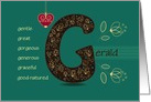 Any occasion for Custom Name. Letter G and Golden Color Flowers card