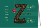 Any Occassion for Custom Name. Letter Z and Golden Color Flowers card