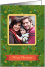 Christmas Tree Colors and Red Ribbon Effect. Custom Picture and Text card