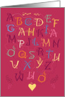 Artistic alphabet with romantic cipher text. I am mad about you card