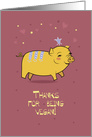 Thanks for being vegan! 2031 Year of the Pig. Cartoon Pig with crown. card