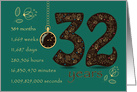 32nd Birthday Card. 32 years break down into months, days, etc. card