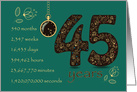 45th Friendship Anniversary. Time counting floral card. card