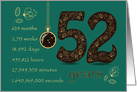 52nd Friendship Anniversary. Time counting floral card. card