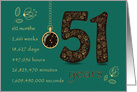 51st Birthday Card. 51 years break down into months, days, etc. card