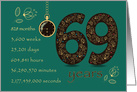 69th Birthday Card. 69 years break down into months, days, etc. card