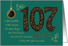 107th Company Anniversary. 107 years break down into months, days,etc. card