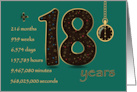 18th Golden Birthday Card with Number 18 and Time counting card