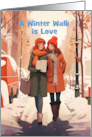 Winter’s Love Two Women Walking Dawn a Winter Street card