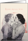 Vintage Pencil Sketch Two Women Kiss card