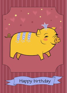 Cute Yellow Pig with...