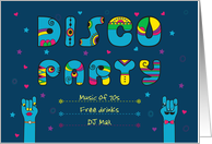 Disco Party Invitation. Artistic vintage font. card