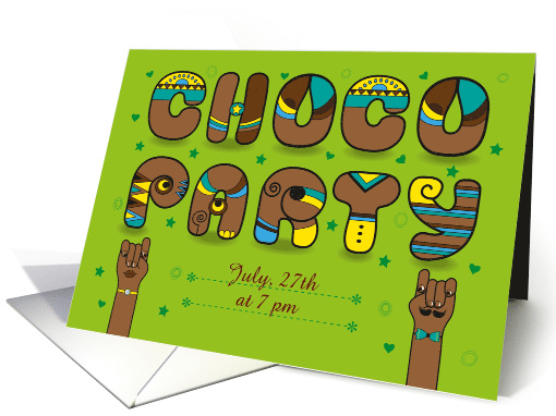 Choco Party Invitation. Artistic vintage font. card (1440898)