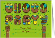 Choco Party Invitation. Artistic vintage font. card