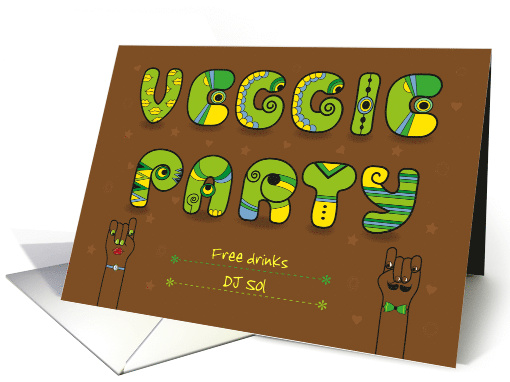 Veggie Party Invitation. Artistic vintage font. card (1440906)