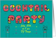 Cocktail Party Invitation. Artistic retro font. Custom text card