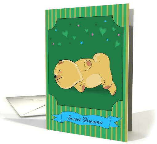 Cute sleeping puppy. Sweet Dreams. Custom text card (1444172)