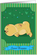Cute sleeping puppy. Sweet Dreams. Custom text card