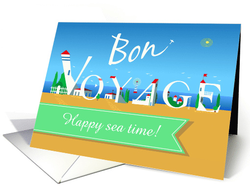Bon Voyage. Summer beach. Travel card. Custom text card (1453374)