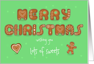 Merry Christmas. Wish you lots of sweets. Ginger cookies. Custom text card