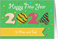 Sweet Donut Wishes for 2024 to Mom and Dad Custom front card