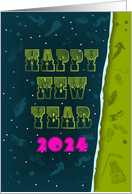 Retro New Year’s Charm 2024 card
