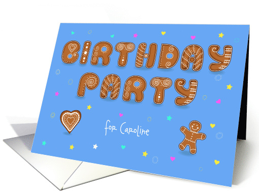 Birthday Party Invitation. Sweet Cookies Font. Custom Text Front card