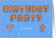 Birthday Party Invitation. Sweet Cookies Font. Custom Text Front card