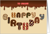 Happy Birthday. Chocolate Sweet Donuts. Custom Front Name card
