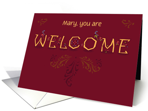 You are Welcome card. Vintage Floral Font. Customize Name... (1470092)