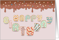 Happy Birthday. Sweet Donuts Font. card