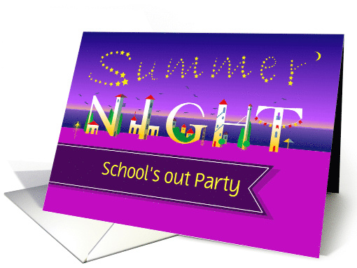 Summer Night. School's out Party. Invitation card. Custom... (1474820)