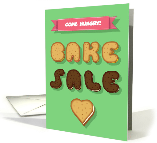 Invitation to a Bake Sale. Cookies font and Heart. Custom... (1477572)