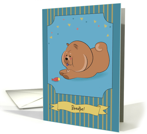 Dog Chow-chow and fish. Custom text front card (1480658)
