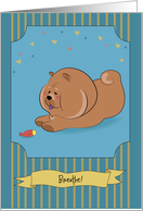 Dog Chow-chow and fish. Custom text front card