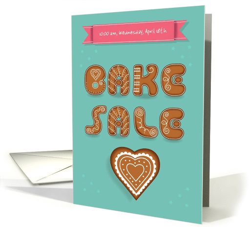 Invitation to a Bake Sale. Cookies font and Heart. Custom... (1480966)